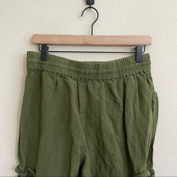 Madewell Tapered Huston Cargo Pull-On Crop Pants Linen Blend Green Medium - Picture 8 of 12